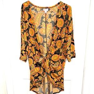 LuLaRoe Pink and Gray Paisley Top